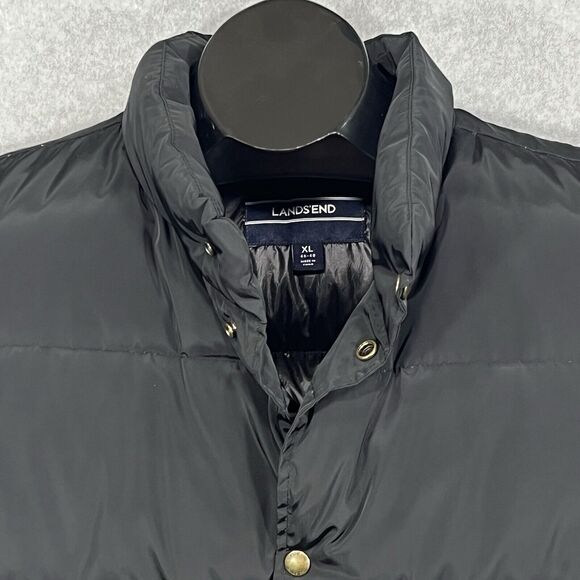 Lands End Vest Mens XL Black Down Puffer Outdoor Active Feathers Streetwear Warm - Picture 4 of 11